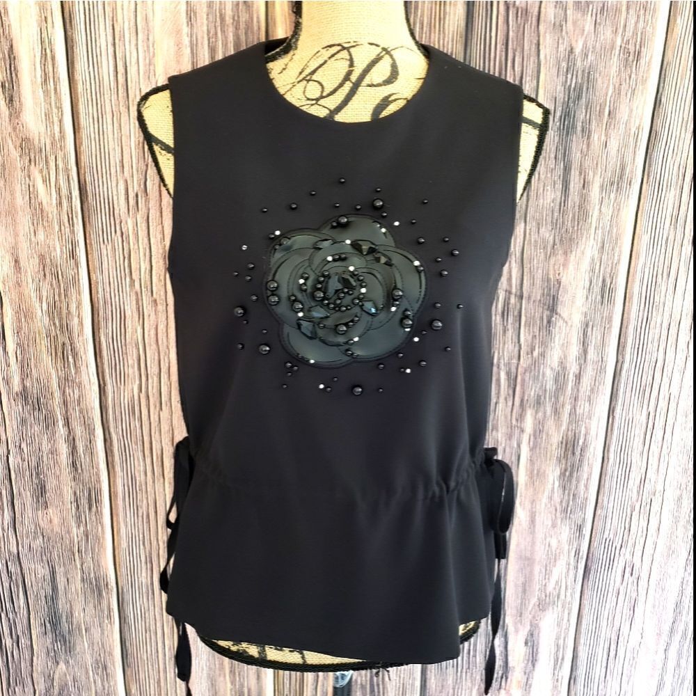 NWT Mignon Doo Sleeveless Top Beading Detail
